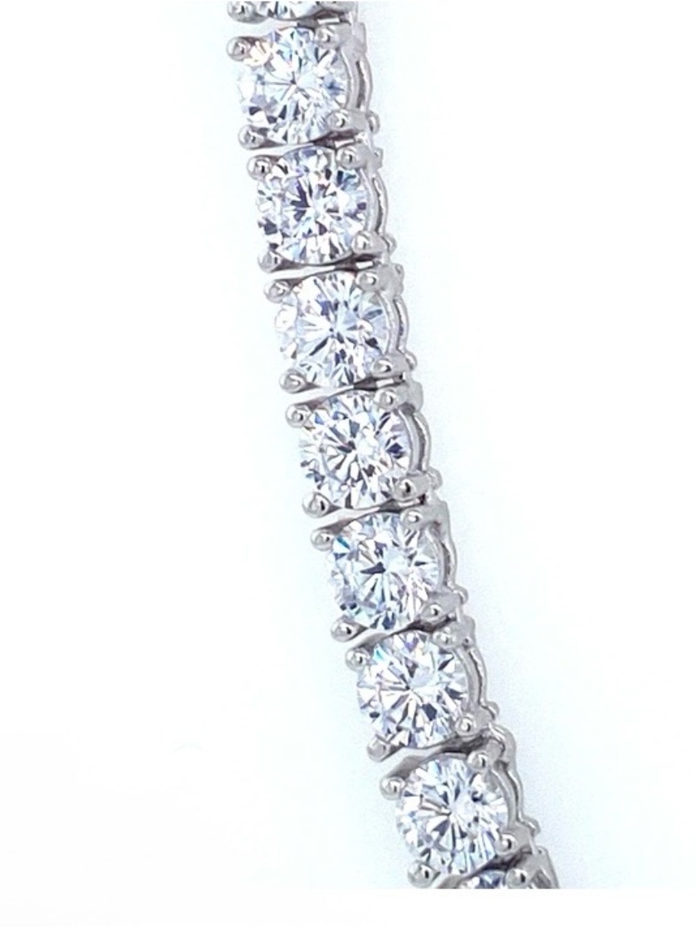 Classic 14k White Gold Plated 3MM CZ Tennis Necklace - 17” & Secure Safety Clasp - Picture 4 of 8